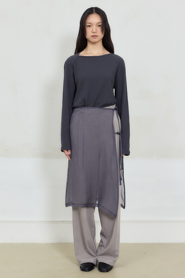 Juliapepe - 롱스커트 - See-through Wrap Skirt (Charcoal)