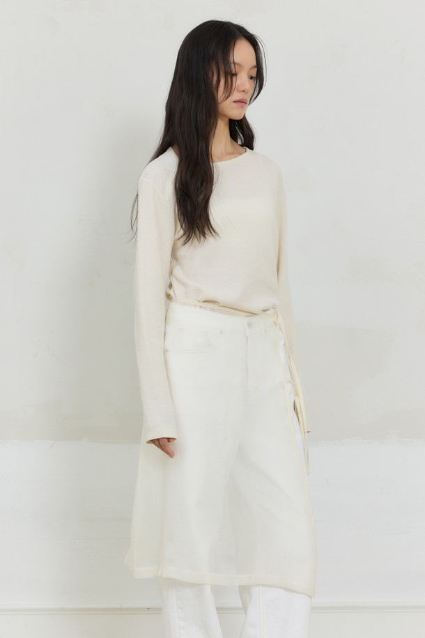 Juliapepe - 긴소매 티셔츠 - Long Sleeve Waffle Tee (Cream)