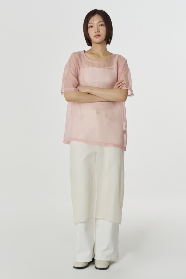 Juliapepe - 민소매 원피스 - Simple See-through Dress (Cream)