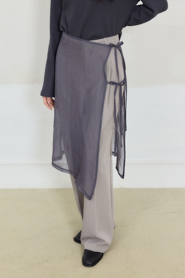 Juliapepe - 롱스커트 - See-through Wrap Skirt (Charcoal)