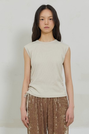 String Sleeveless Top (Beige)