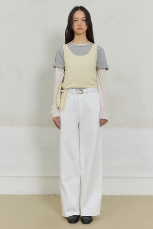 Unbalanced Slit Tank Top (Butter)
