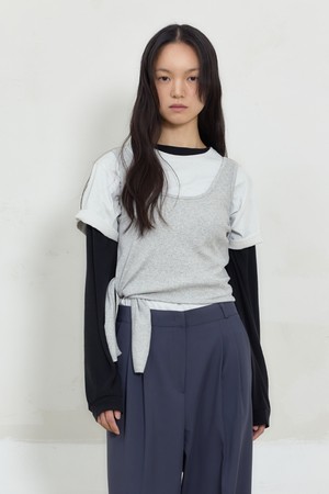 Unbalanced Slit Tank Top (Melange)