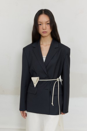 Casual Single Two Button Jacket (Dark grey)