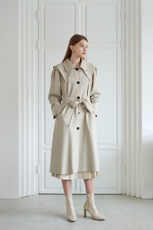 [22FW] 더블카라 트렌치코트 Double Collar Trench Coat_LIGHT BEIGE