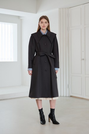 [22FW] 더블카라 트렌치코트 Double Collar Trench Coat_CHARCOL