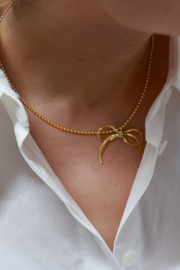 nuavo - 목걸이 - Ribbon ball necklace