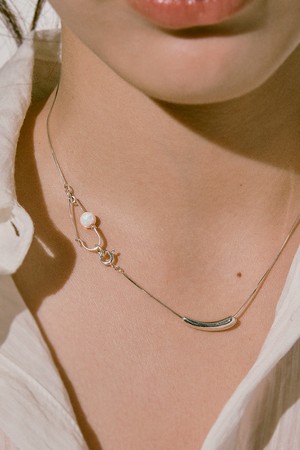 Opal clip necklace - Silver