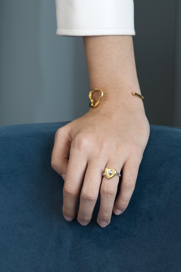 nuavo - 반지 - Rocket heart ring Silver+Gold