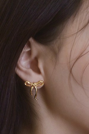 [12차 리오더] Ribbon tie earring Gold
