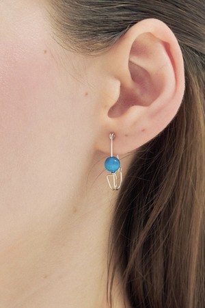 Cerulean blue stone clip earring