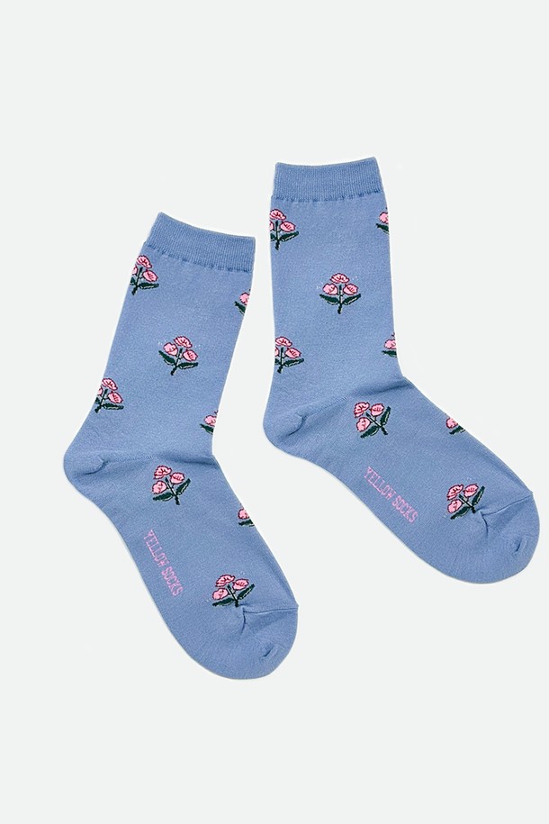 yellow socks - 양말 - RETRO FLOWER BLUE 레트로 플라워 블루