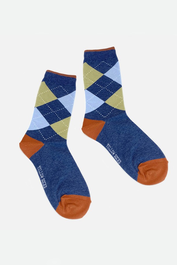 yellow socks - 양말 - ARGYLE CHECK NAVY 아가일 체크 네이비