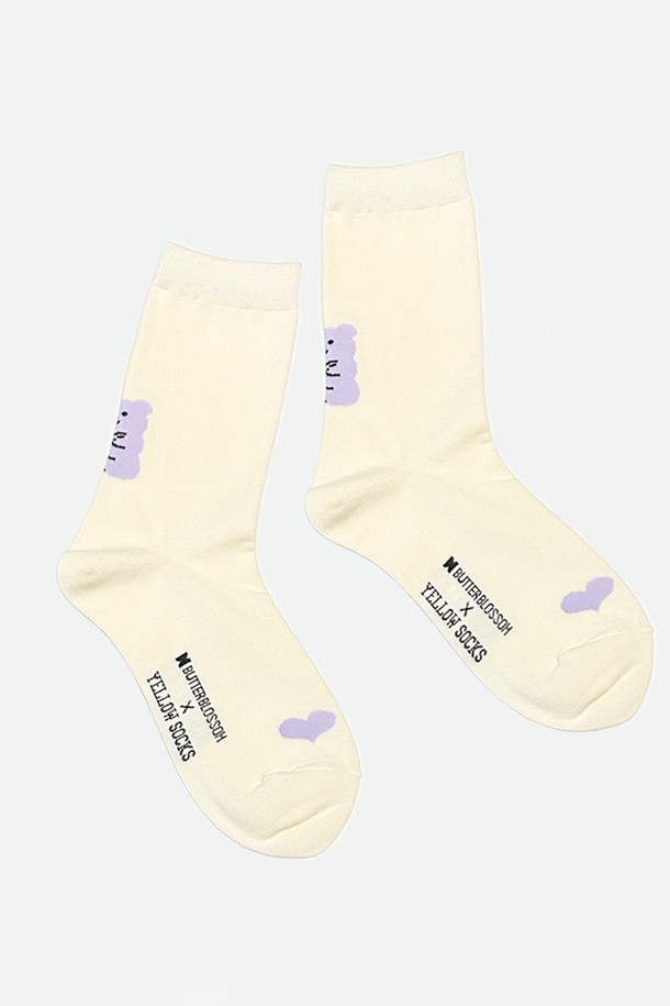 yellow socks - 양말 - [옐로우삭스X버터블라썸] BACK POINT CREAM LAVENDER 뒷 포인트 크림라벤더