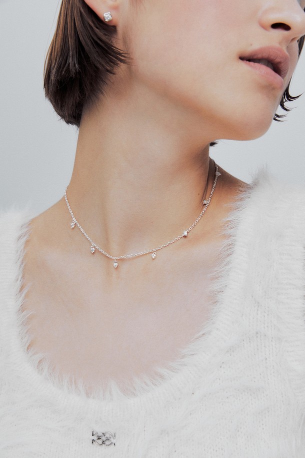 LEHAUL - 목걸이 - TOMBER HEART NECKLACE(white)(silver925)