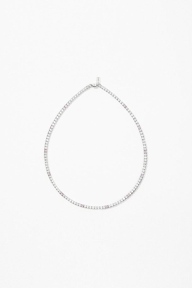 LEHAUL - 목걸이 - GEMMY TENNIS NECKLACE(pink)(silver925)