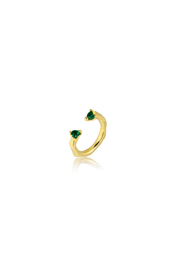 LEHAUL - 반지 - LOVE RING(green)(silver925&18k gold plated)