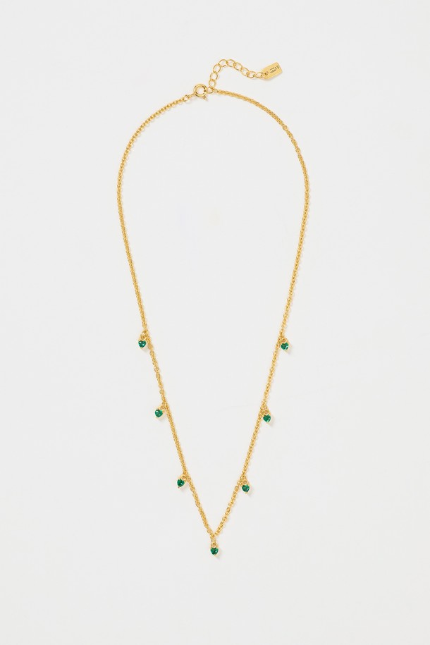 LEHAUL - 목걸이 - TOMBER HEART NECKLACE(green)(silver925&18k gold plated)