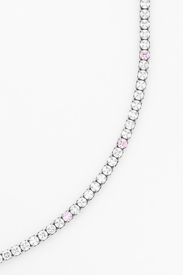 LEHAUL - 목걸이 - GEMMY TENNIS NECKLACE(pink)(silver925)