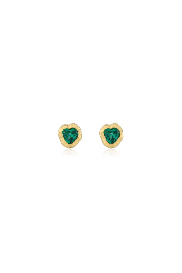 LEHAUL - 귀걸이 - UGLY LOVE EARRING(green)(silver925&18k gold plated)