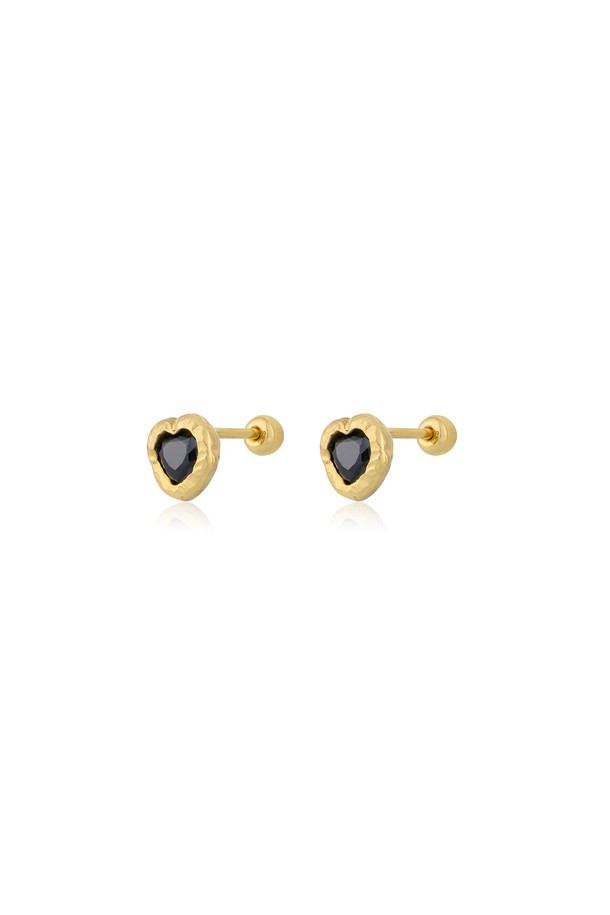 LEHAUL - 귀걸이 - UGLY LOVE EARRING(black)(silver925&18k gold plated)