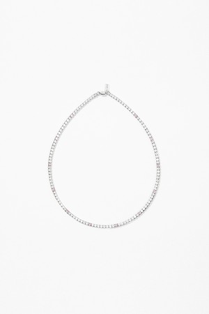 GEMMY TENNIS NECKLACE(pink)(silver925)