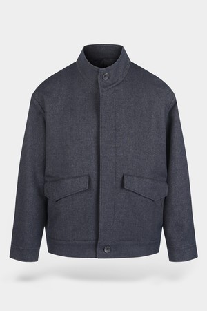 데님 이펙트 스탠드 카라 블루종 자켓