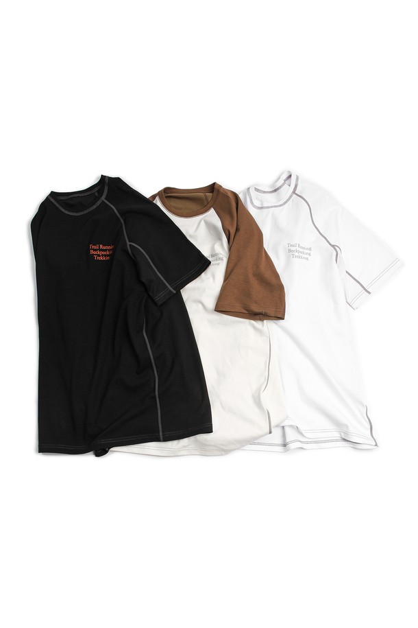 SLOWPOKE - 반팔티셔츠 - Track Short Sleeve -Off White & Khaki-