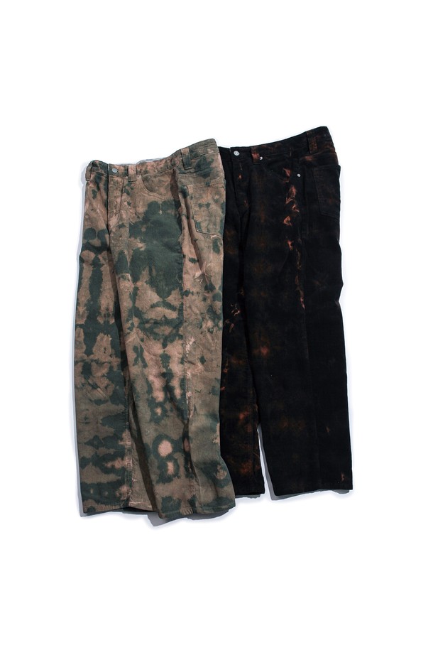 SLOWPOKE - 팬츠 - Wide Tie-dye Corduroy Pants -Khaki-