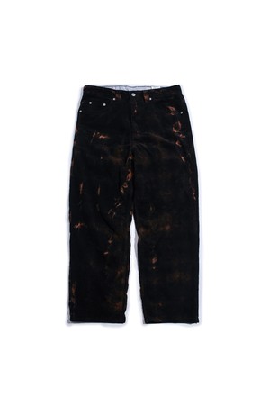 Wide Tie-dye Corduroy Pants -Black-