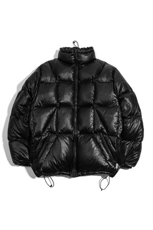 Glossy Puffer Down Jacket -Black-