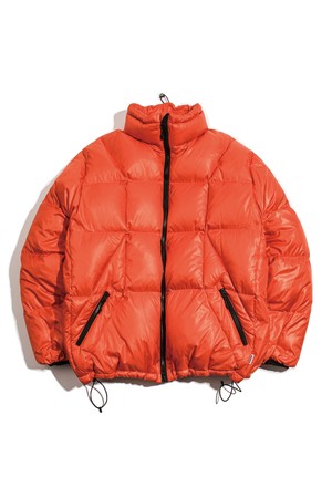 Glossy Puffer Down Jacket -Orange-