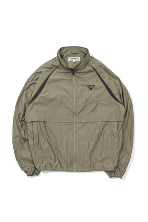 Nylon Zip-up Track Jacket -Khaki-