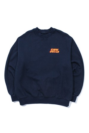 Flame Logo Loose Fit Sweat Shirt -Navy-