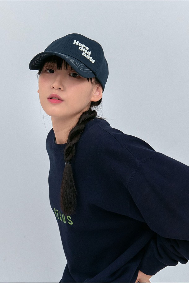 elldu - 모자 - Here and now stitch Ball cap Navy