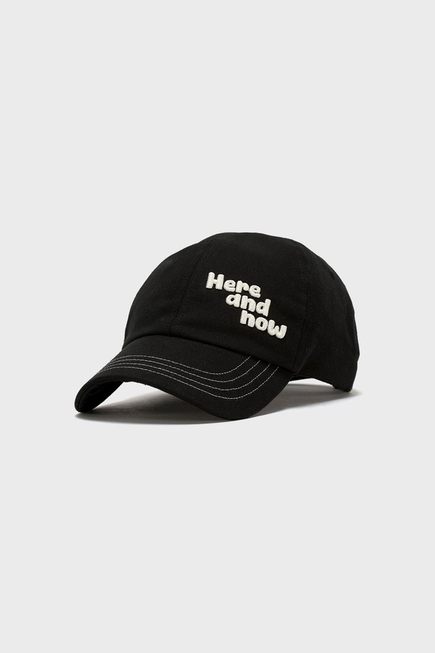 elldu - 모자 - Here and now stitch Ball cap Black