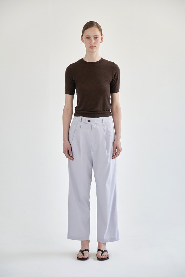 A HAUTE - 롱/미디팬츠 - Mag stripe slacks (Air blue)