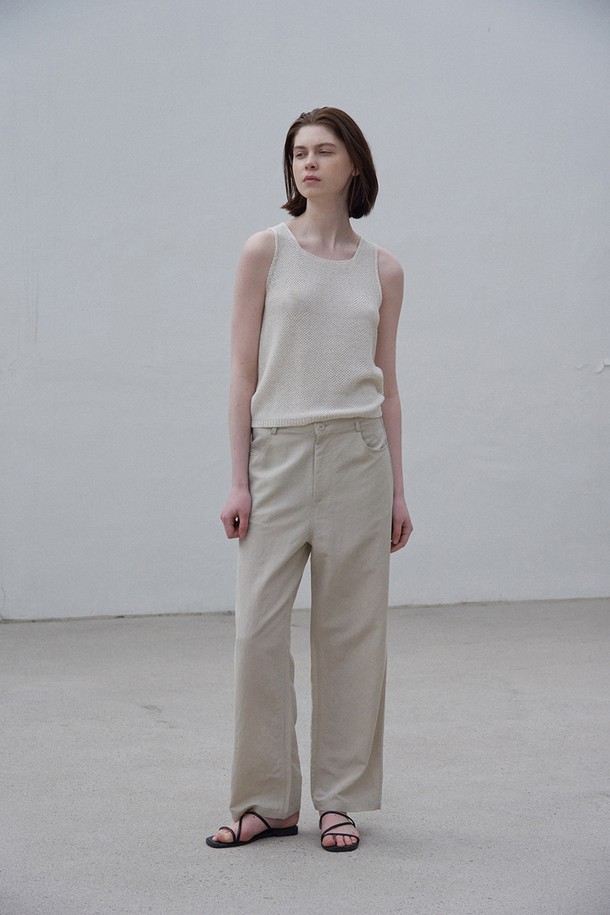 A HAUTE - 롱/미디팬츠 - Linen pants (Beige)