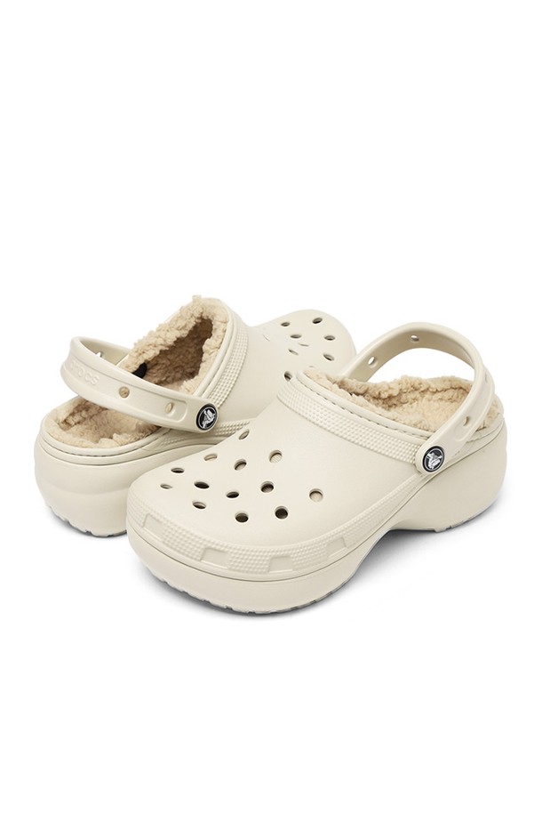 CROCS - 샌들/슬리퍼 - [크록스] 우먼스 클래식 플랫폼 라인드 털실내화 207938-2Y2