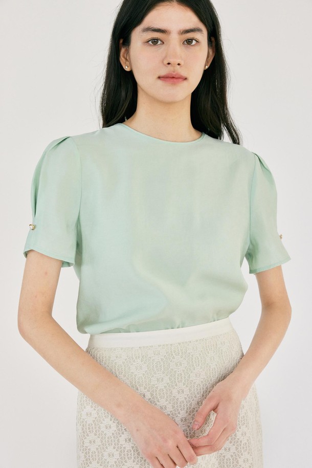 ANEDIT - 블라우스 - H Dahlia Half Jewel Blouse_Mint