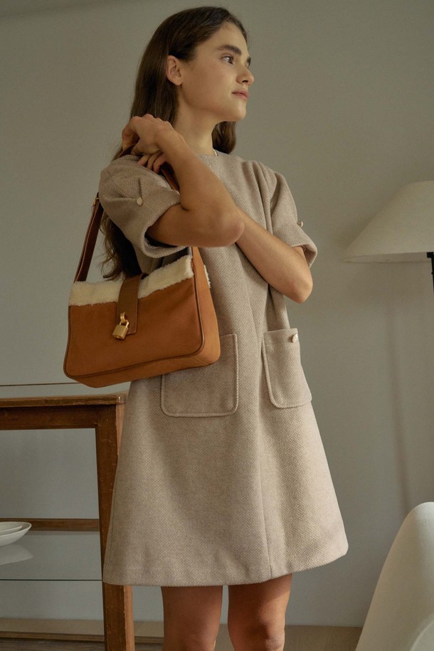 ANEDIT - 여성 가방 - T Lock Shearling Mustang Bag_Tan