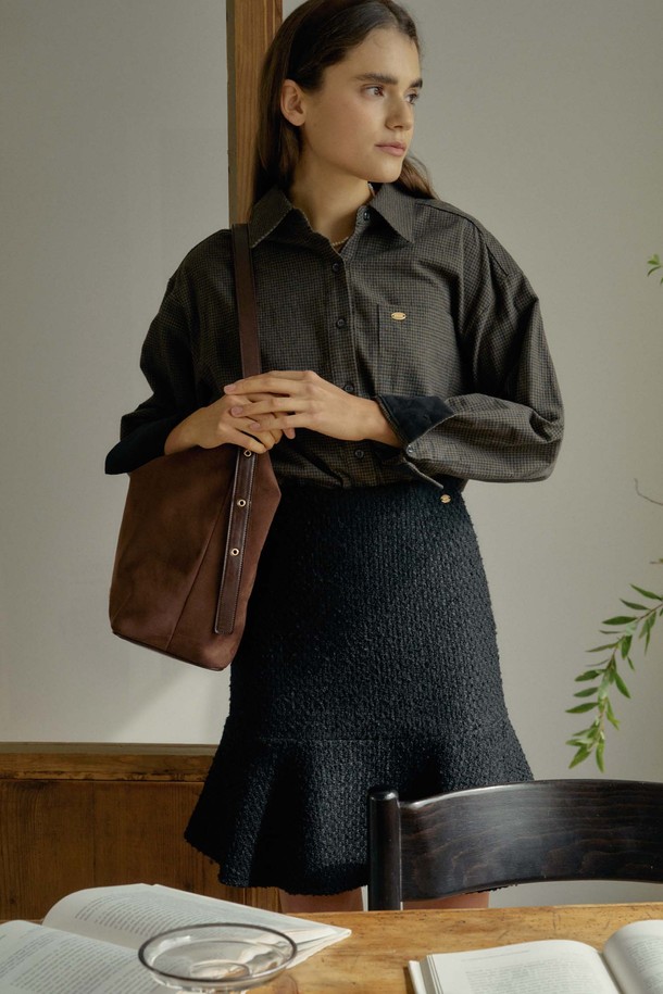 ANEDIT - 스커트 - T Tweed Flare Skirt_Black