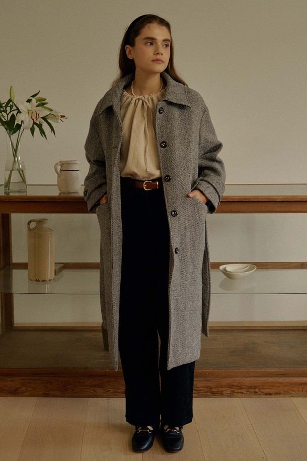 ANEDIT - 코트 / 패딩 - T Wool Padded Single Coat_Mix Gray