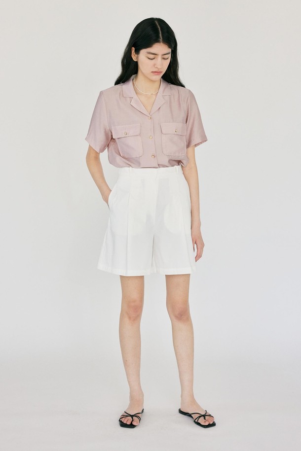 ANEDIT - 셔츠 - H Jewel Open Collar Shirt_Pale Pink