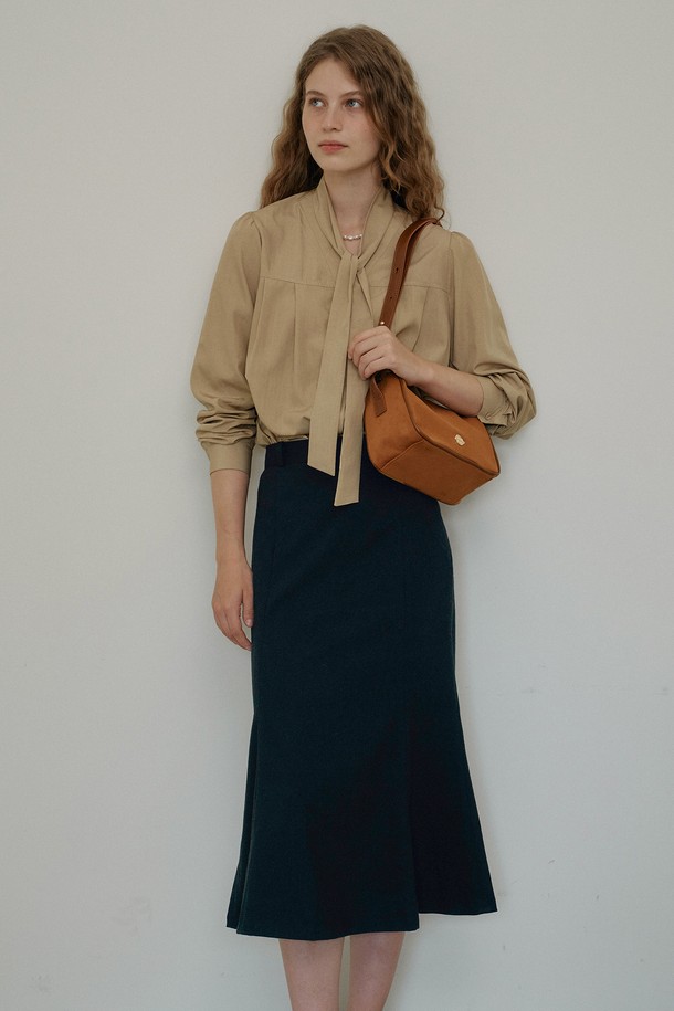 ANEDIT - 블라우스 - W Front Tuck Scarf Blouse_Beige