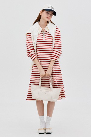 L Silhouette Stripe Dress_Red