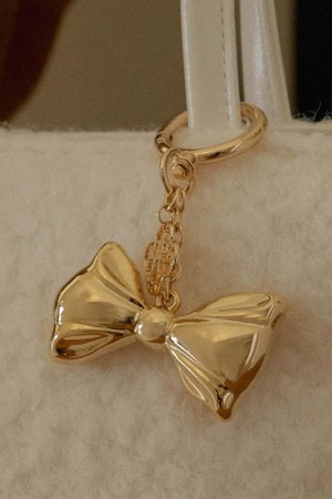 T Ribbon Logo Key Ring_Gold