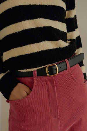 T Squre Hardware Leather Belt_4colors