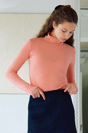 T Wool Basic Turtleneck_Flamingo