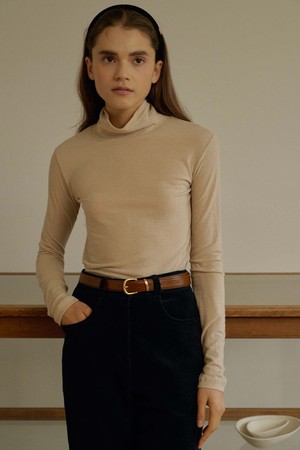 T Wool Basic Turtleneck_Wheat